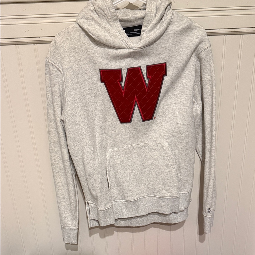Wisconsin Badgers Pullover Hoodie with Red 'W' Patch EUC